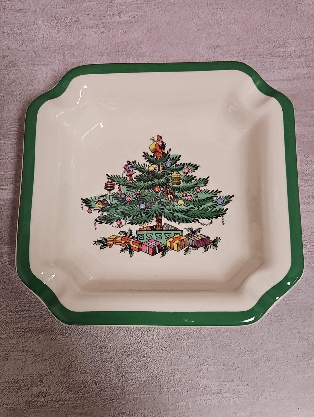 Vintage Spode Christmas Tree Square Trinket Dish Ashtray S3324 M Made in England